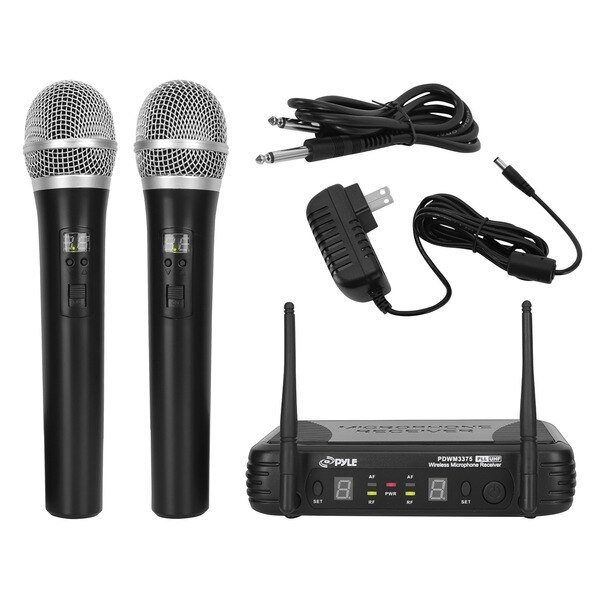 Professional 2-channel UHF Wireless Handheld Microphone System, Pyle, Mfr#: PDWM3375